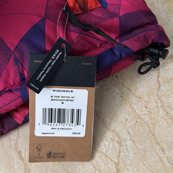 NWT New Womens North Face 1996 Print Retro Nuptse 700 Down Hooded Jacket - Picture 6 of 7